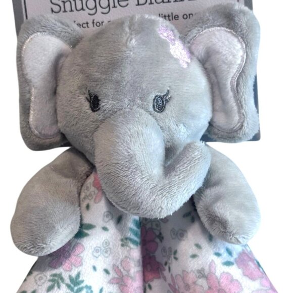 Modern Baby Elephant Snuggle Blankie Teething Toys Floral Lovey Girl Shower Gift - Picture 2 of 6